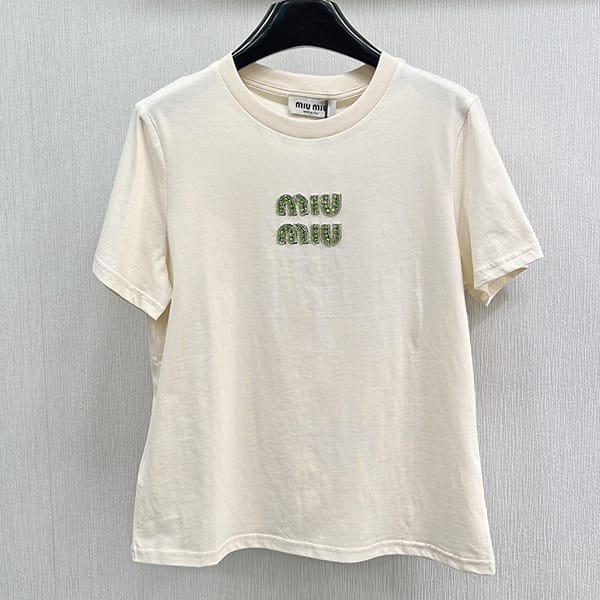 最安値挑戦ミュウミュウ スーパーコピー ジャージー Tシャツ MJN499_14ARF0HAT​